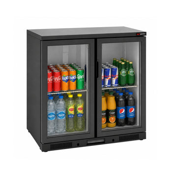 Bar Arkası Şişe Soğutucu - 2 Kapılı - Siyah - 900x520x900 mm