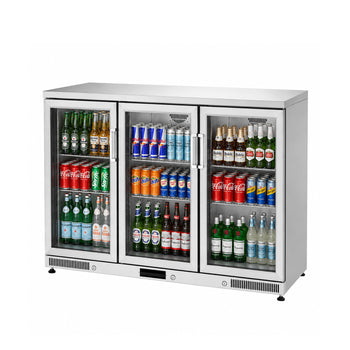 Bar Arkası Şişe Soğutucu - 3 Kapılı - Inox - 1350x520x900 mm
