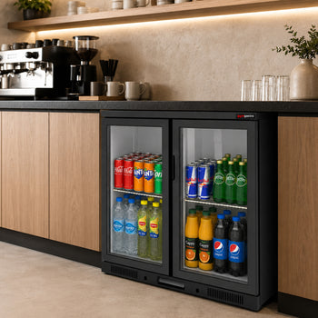 Bar Arkası Şişe Soğutucu - 2 Kapılı - Siyah - 900x520x900 mm