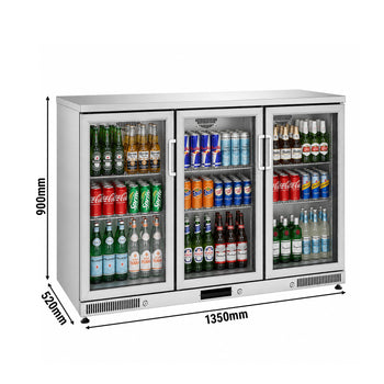 Bar Arkası Şişe Soğutucu - 3 Kapılı - Inox - 1350x520x900 mm