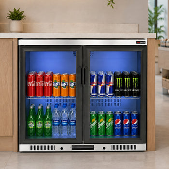Bar Arkası Şişe Soğutucu - 2 Kapılı - Inox - 900x520x900