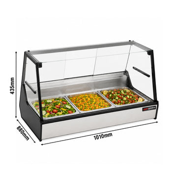 Soğutmalı Teşhir Dolabı - 3 GN 1/1 - Düz Camlı - 1010×880×435 mm