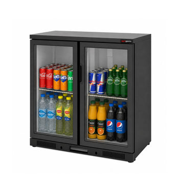 Bar Arkası Şişe Soğutucu - 2 Kapılı - Siyah - 900x520x900 mm