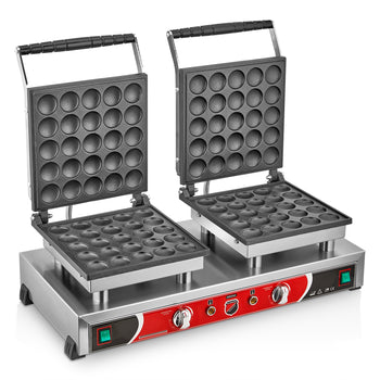 Çiftli Yuvarlak Bubble Waffle Makinesi - Kapaklı - Elektrikli - SilverInox