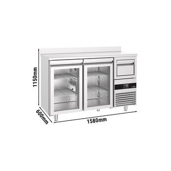 Bar Tipi & Meşrubat Buzdolabı  - 1580x600mm - 2 Cam Kapılı,  Sırtlı & Telve Kovalı