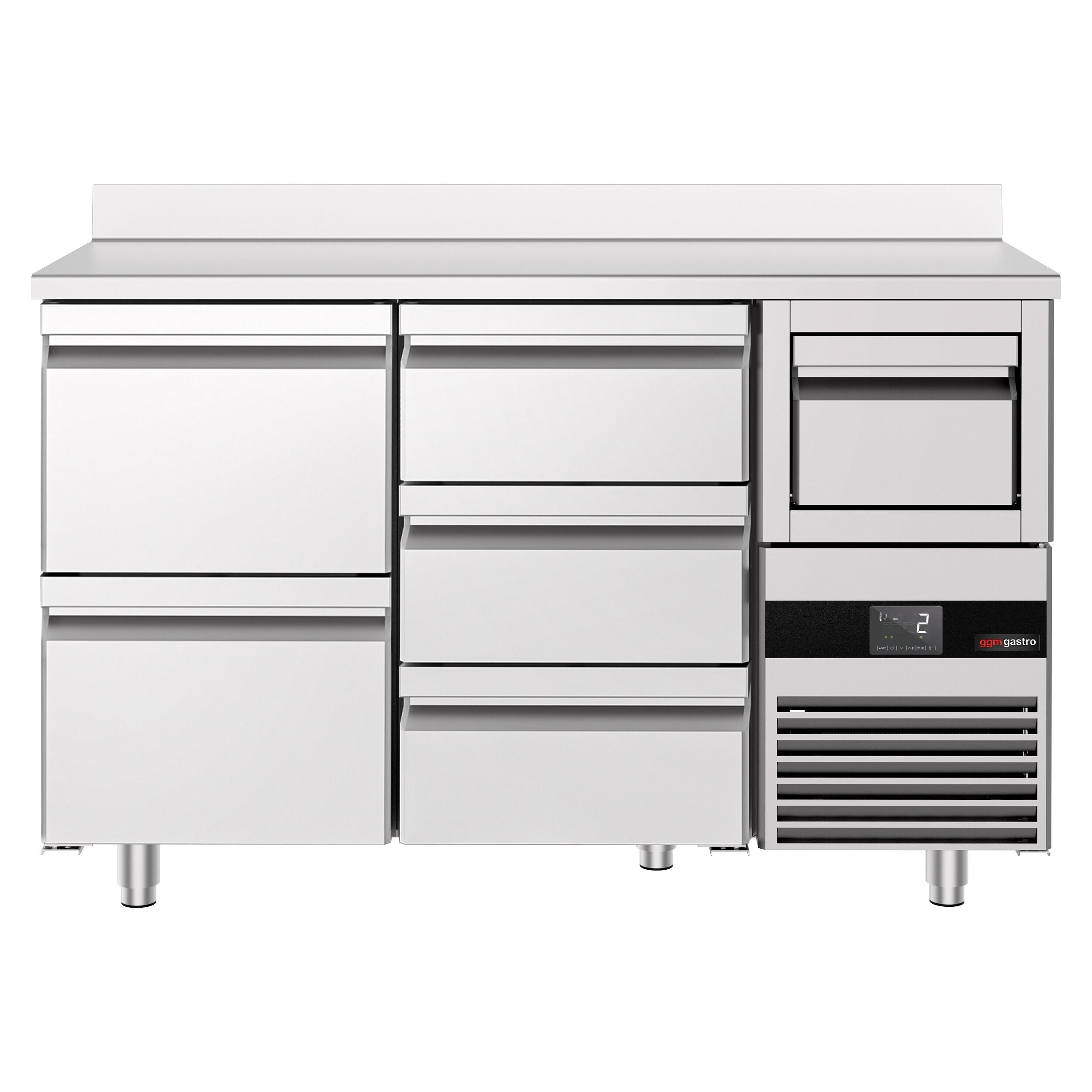 Bar Tipi & Meşrubat Buzdolabı  - 1580x600mm - 5 Çekmeceli,  Sırtlı & Telve Kovalı