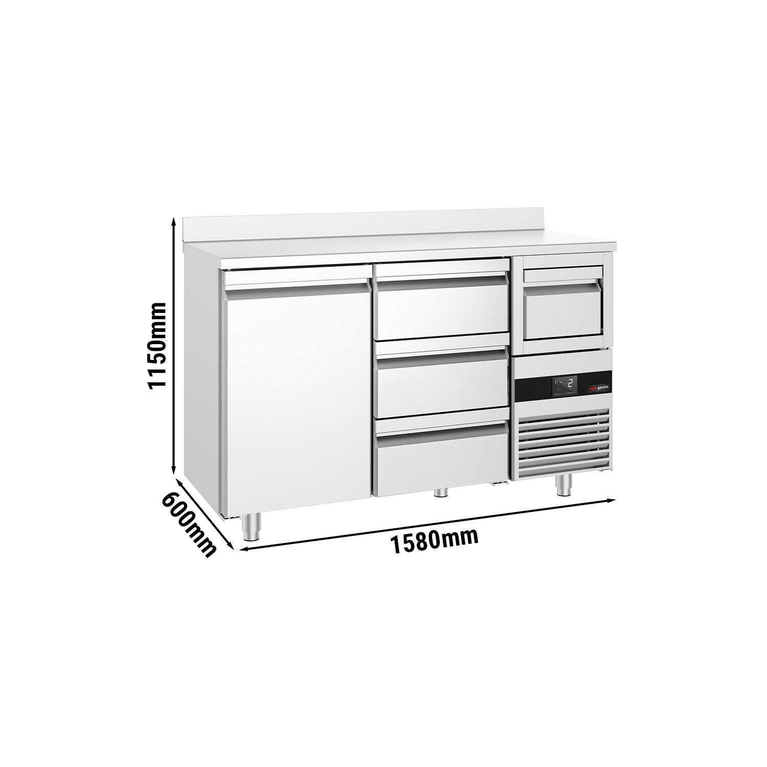 Bar Tipi & Meşrubat Buzdolabı  - 1580x600mm - 1 Kapılı, 3 Çekmeceli , Sırtlı & Telve Kovalı