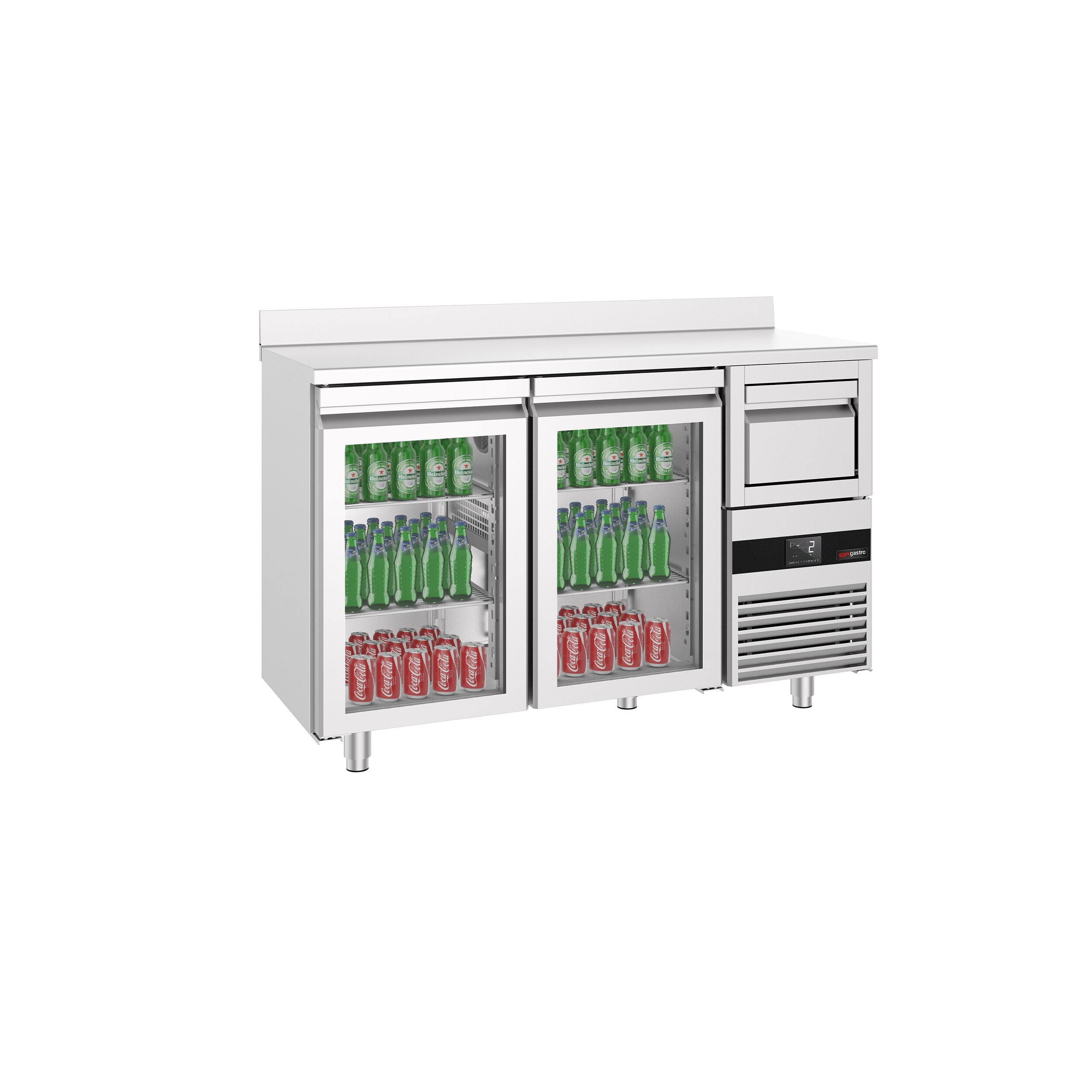 Bar Tipi & Meşrubat Buzdolabı  - 1580x600mm - 2 Cam Kapılı,  Sırtlı & Telve Kovalı