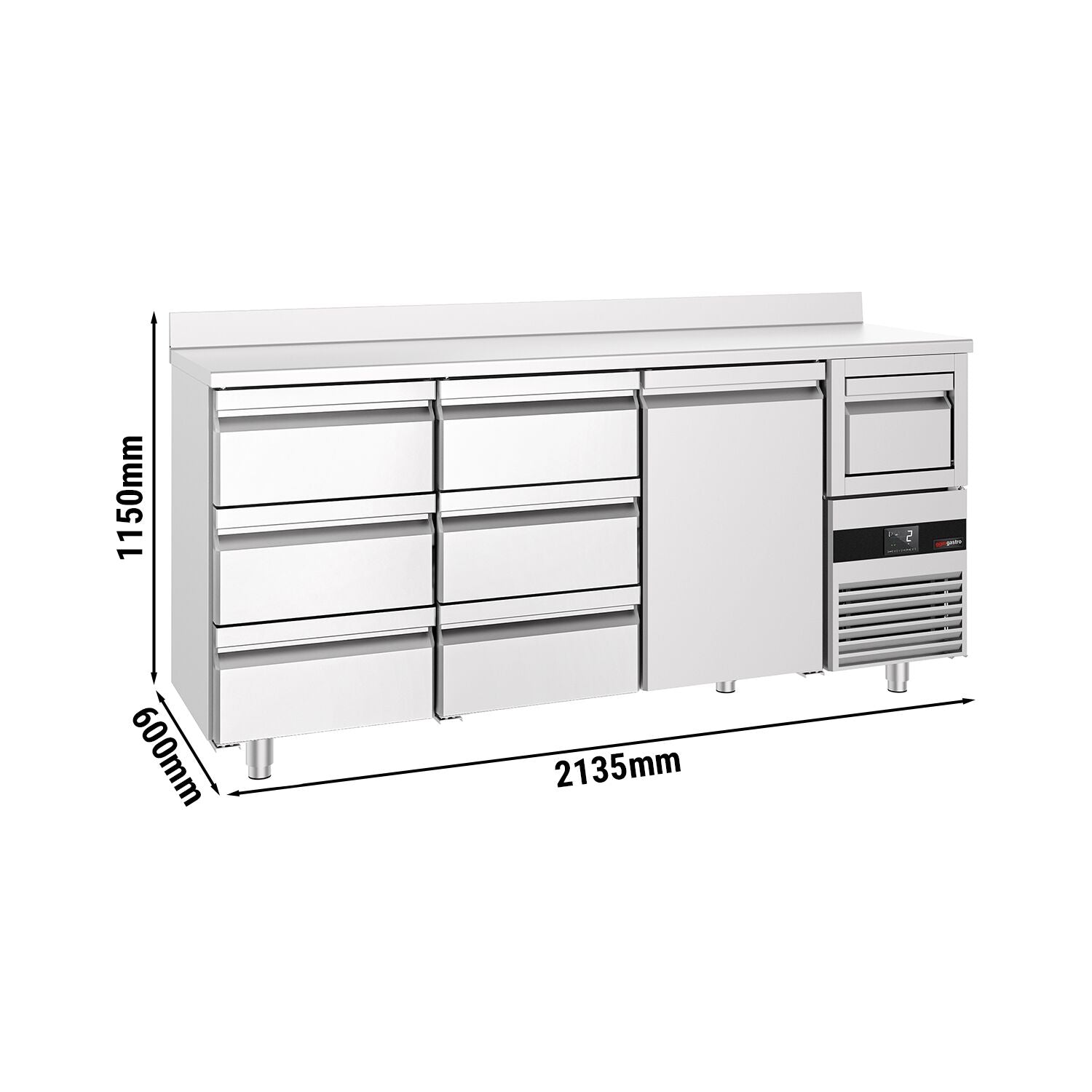 Bar Tipi & Meşrubat Buzdolabı  - 2130x600mm - 1 Kapılı,  6 Çekmeceli , Sırtlı & Telve Kovalı