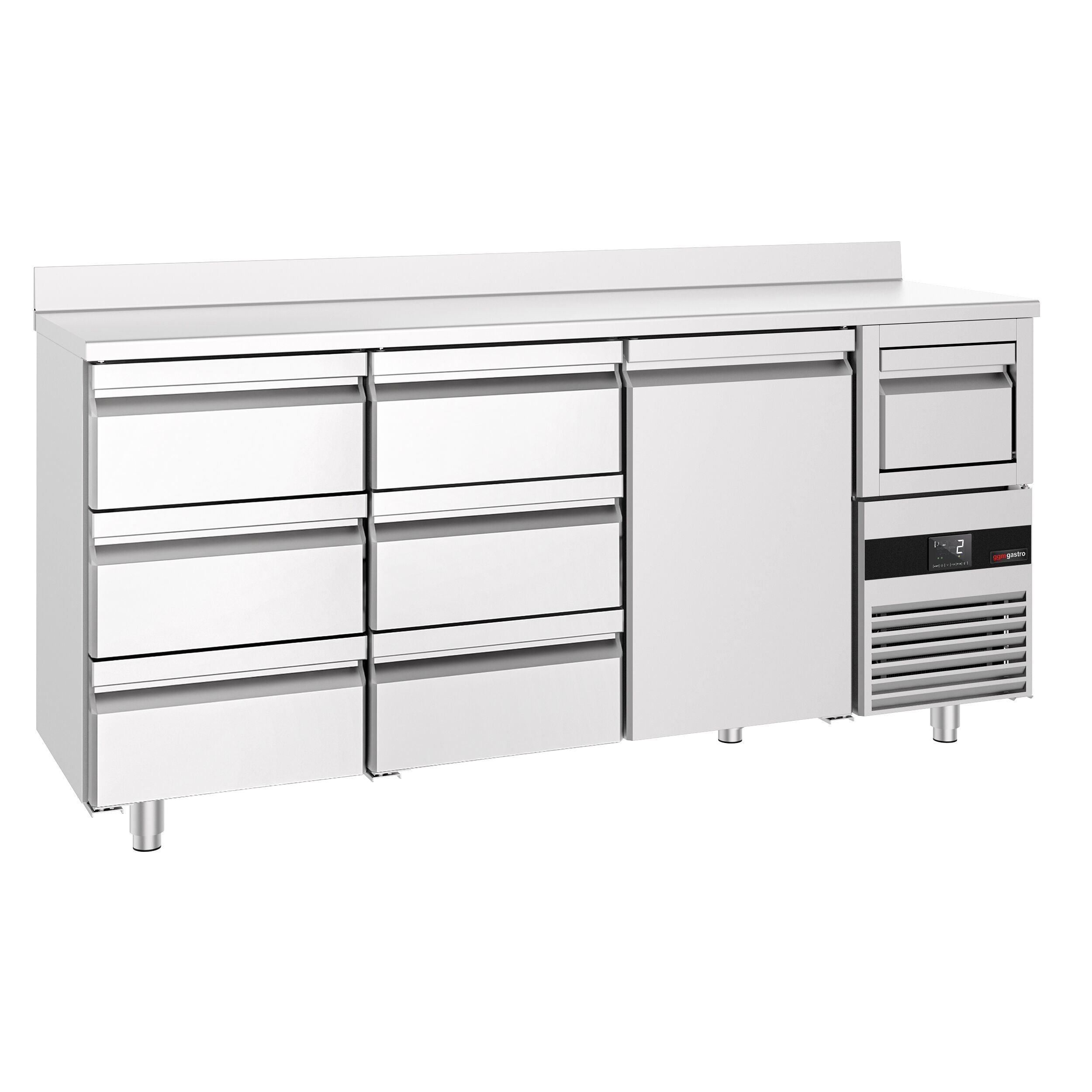 Bar Tipi & Meşrubat Buzdolabı  - 2130x600mm - 1 Kapılı,  6 Çekmeceli , Sırtlı & Telve Kovalı