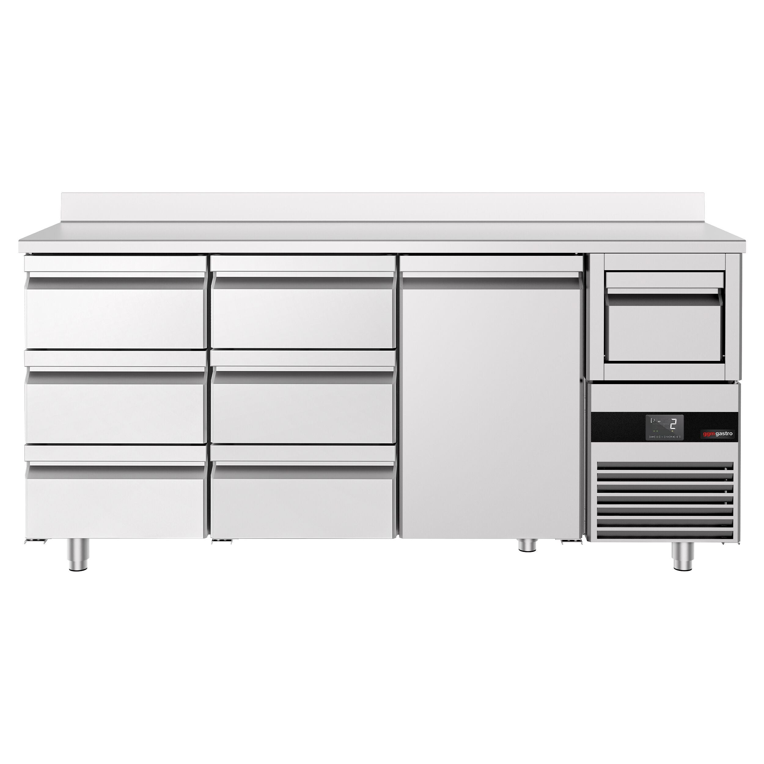Bar Tipi & Meşrubat Buzdolabı  - 2130x600mm - 1 Kapılı,  6 Çekmeceli , Sırtlı & Telve Kovalı