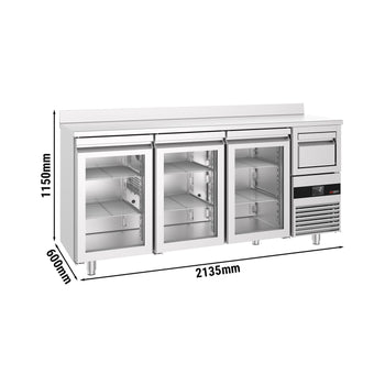 Bar Tipi & Meşrubat Buzdolabı - 2130x600mm - 3 Cam Kapılı, Sırtlı & Telve Kovalı