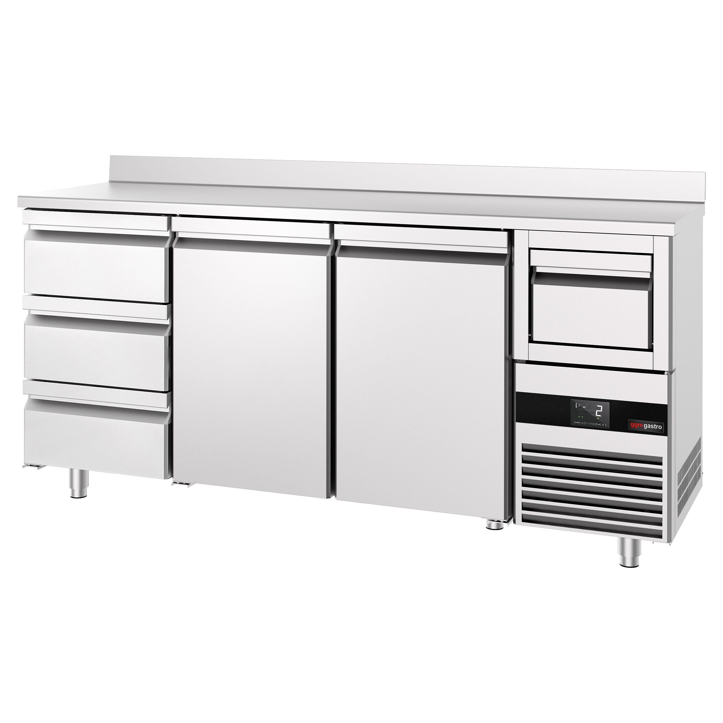 Bar Tipi & Meşrubat Buzdolabı  - 2130x600mm - 2 Kapılı,  3 Çekmeceli , Sırtlı & Telve Kovalı