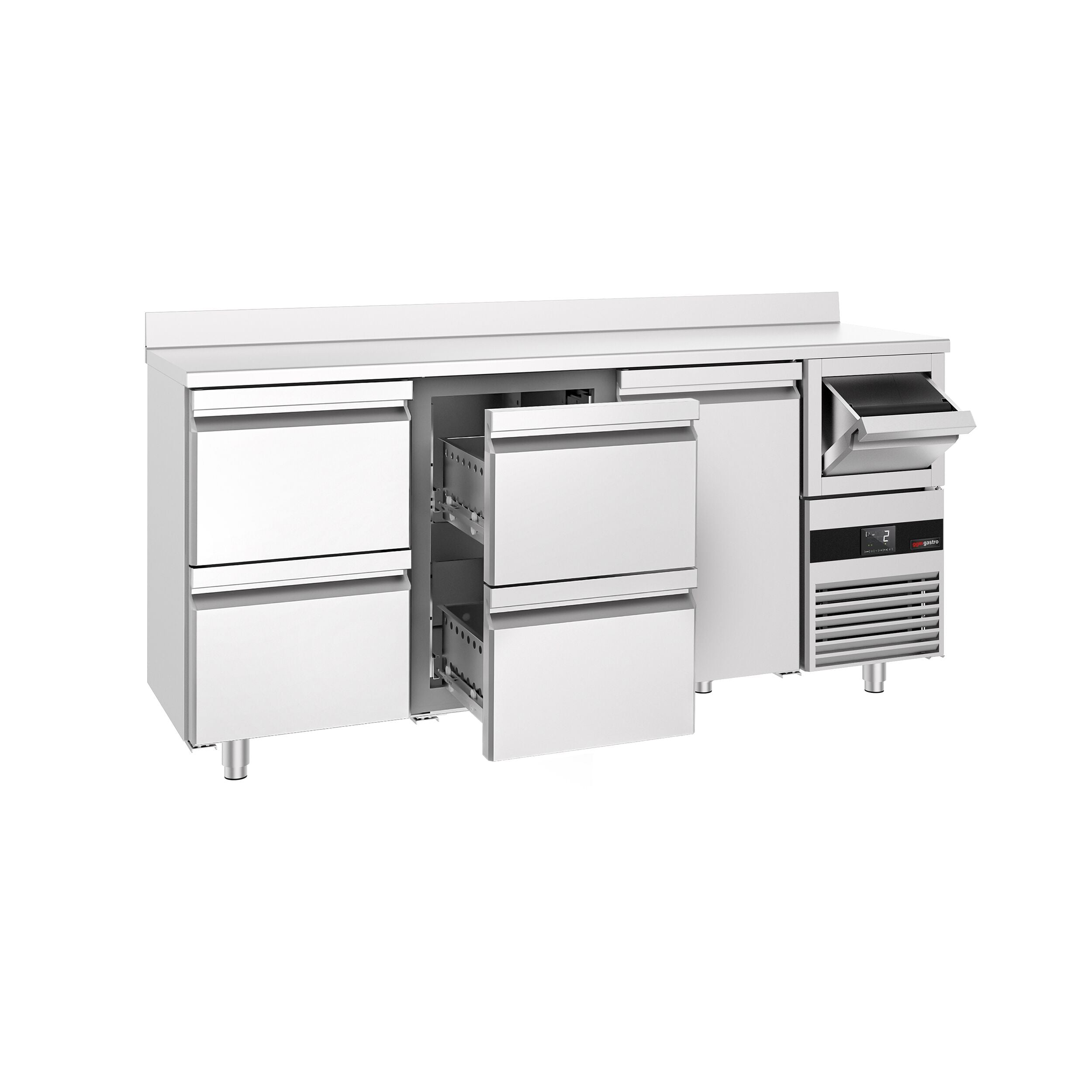 Bar Tipi & Meşrubat Buzdolabı  - 2130x600mm - 1 Kapılı, 4 Çekmeceli , Sırtlı & Telve Kovalı