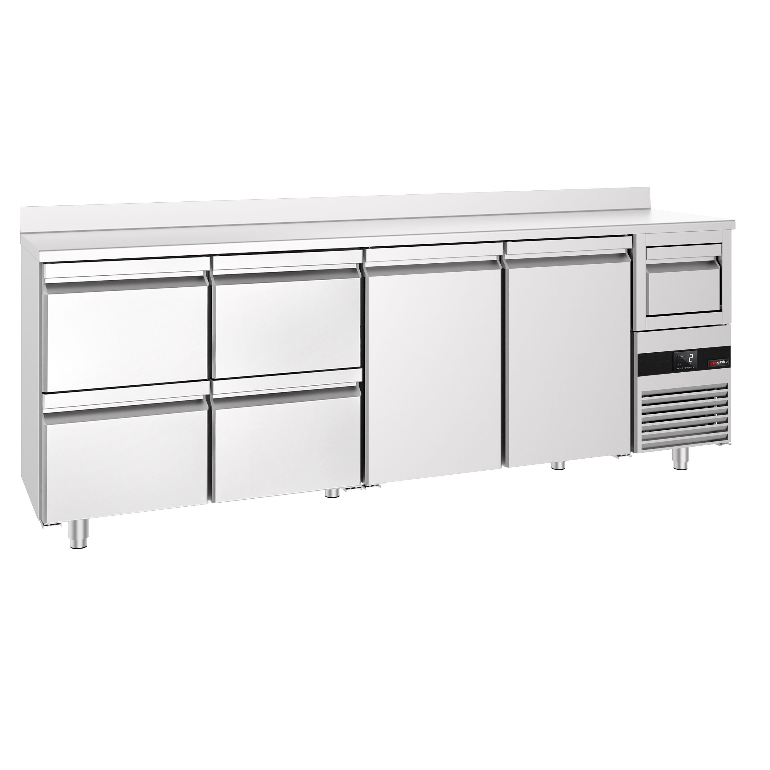 Bar Tipi & Meşrubat Buzdolabı  - 2690x600mm - 2 Kapılı,  4 Çekmeceli, Sırtlı & Telve Kovalı