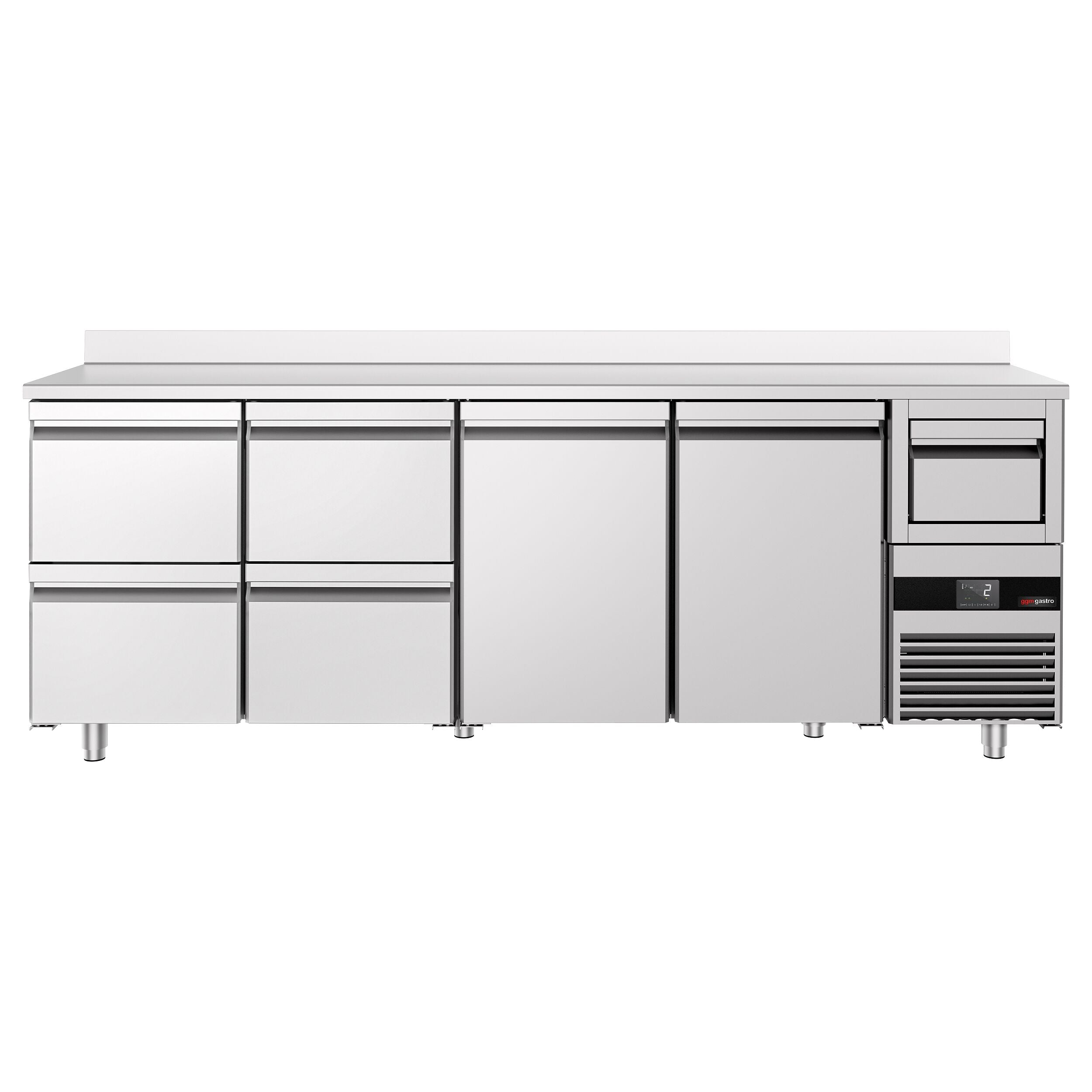 Bar Tipi & Meşrubat Buzdolabı  - 2690x600mm - 2 Kapılı,  4 Çekmeceli, Sırtlı & Telve Kovalı