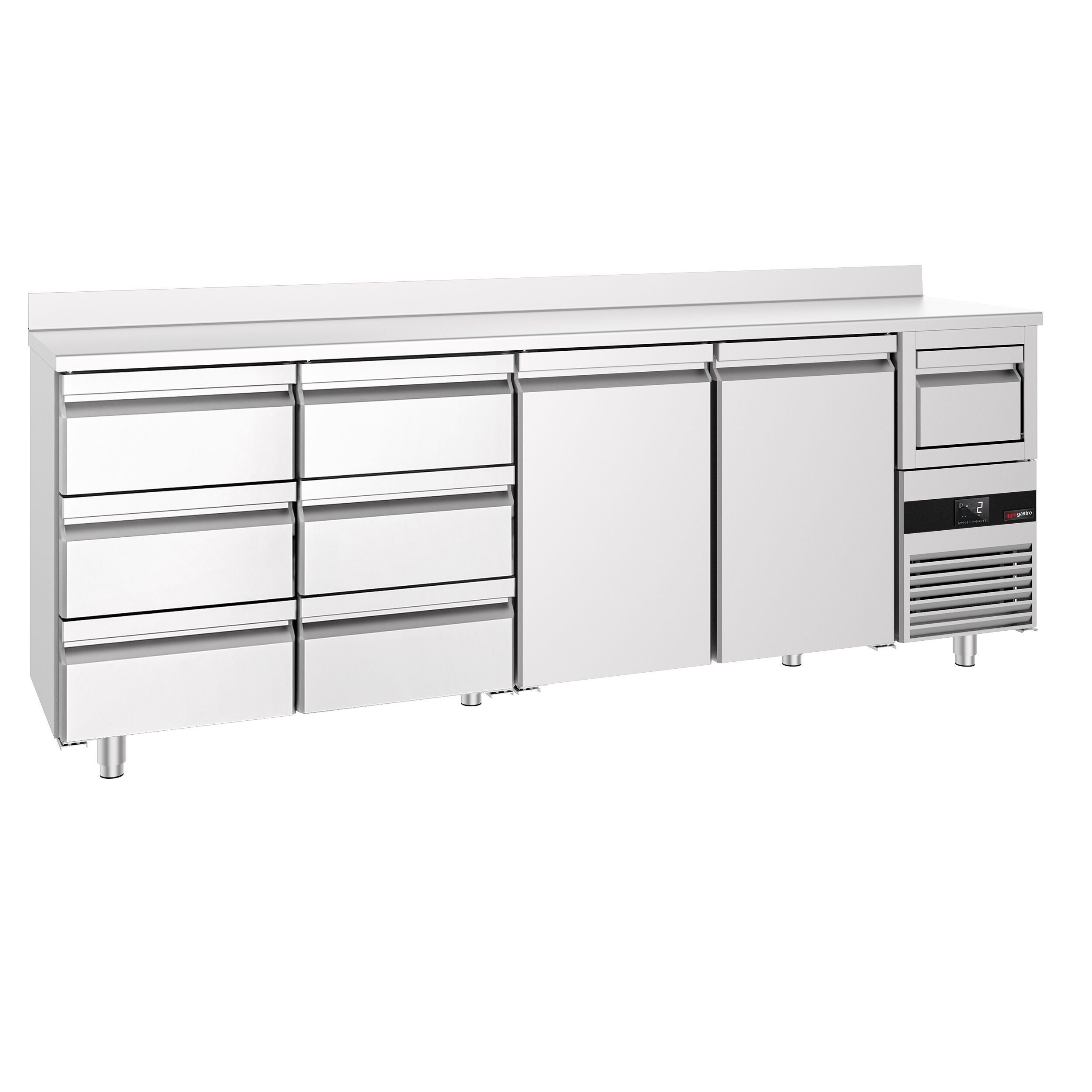 Bar Tipi & Meşrubat Buzdolabı  - 2690x600mm - 2 Kapılı,  6 Çekmeceli , Sırtlı & Telve Kovalı