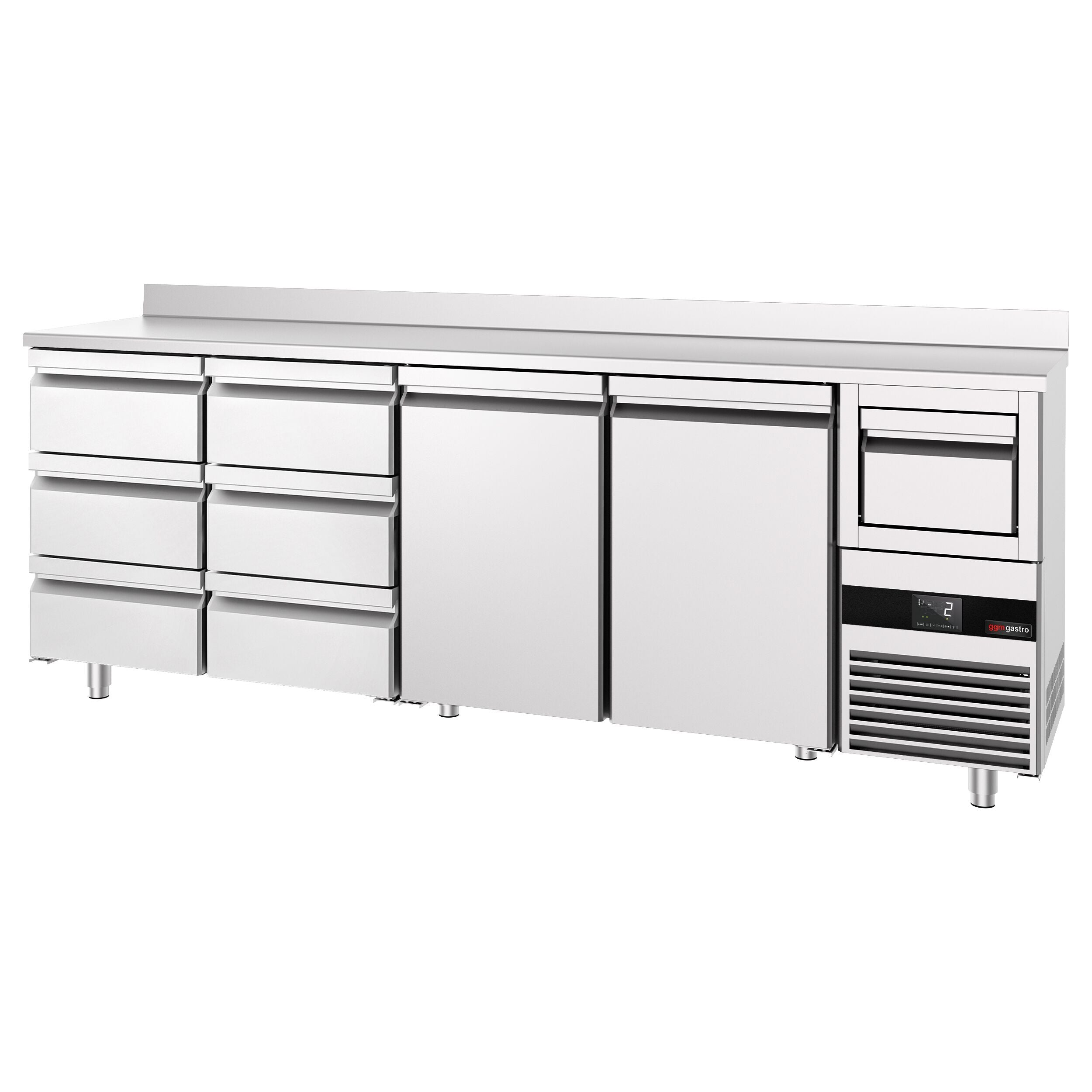 Bar Tipi & Meşrubat Buzdolabı  - 2690x600mm - 2 Kapılı,  6 Çekmeceli , Sırtlı & Telve Kovalı
