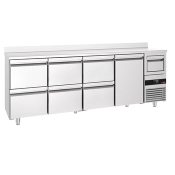 Bar Tipi & Meşrubat Buzdolabı - 2130x600mm - 6 Çekmeceli 1/2, Sırtlı & Telve Kovalı