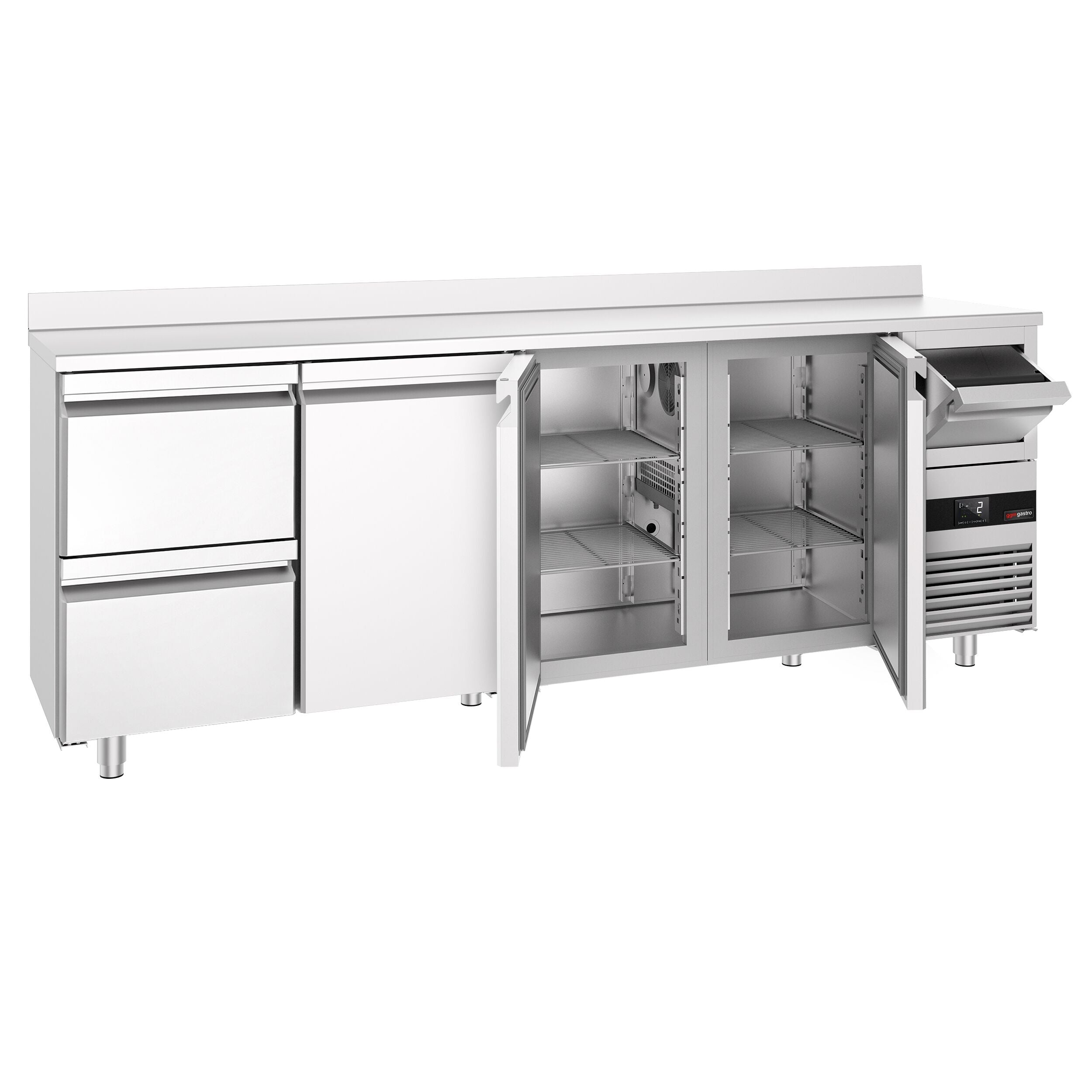 Bar Tipi & Meşrubat Buzdolabı  - 2690x600mm - 3 Kapılı,  2 Çekmeceli , Sırtlı & Telve Kovalı