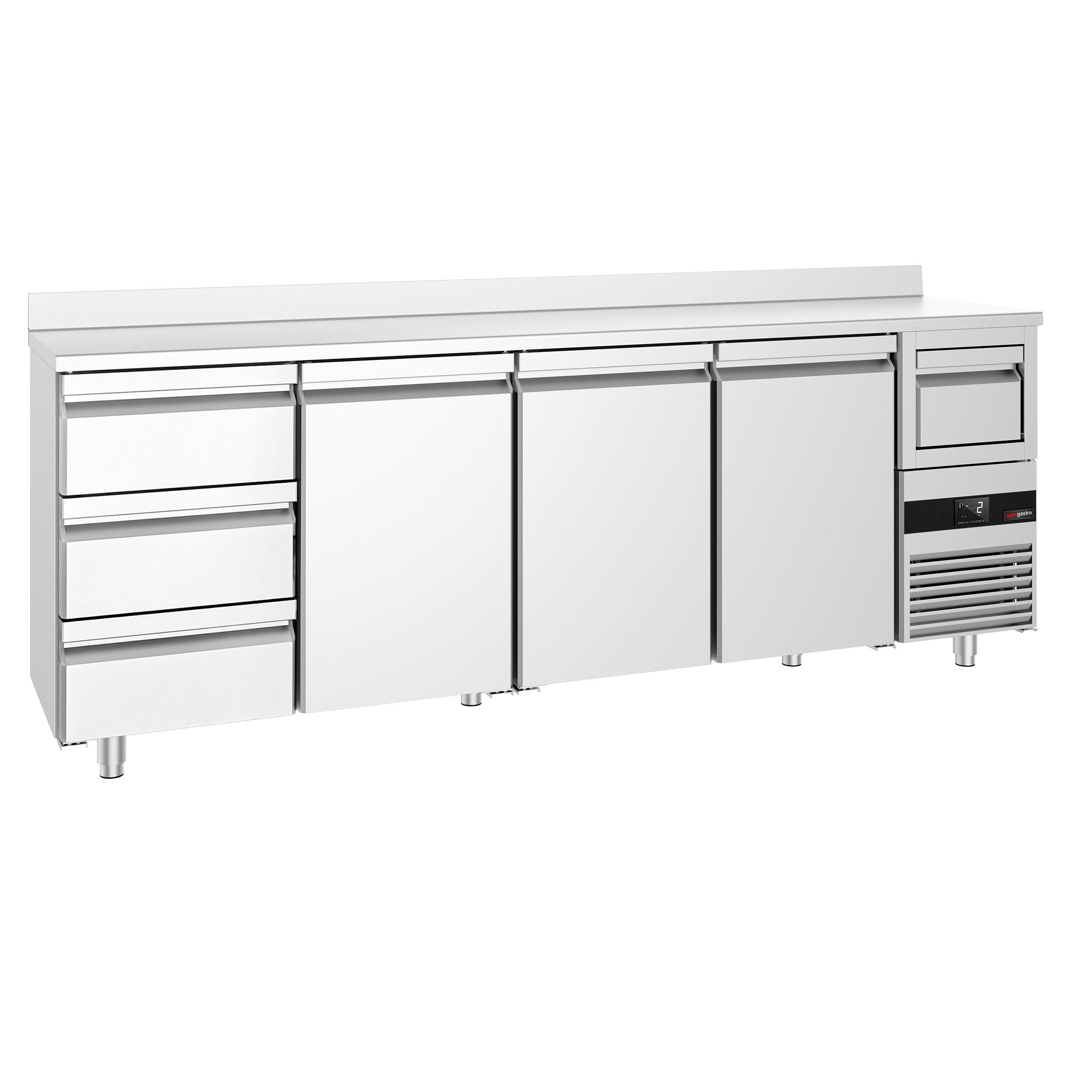Bar Tipi & Meşrubat Buzdolabı  - 2690x600mm -   3 Kapılı, 3 Çekmeceli , Sırtlı & Telve Kovalı