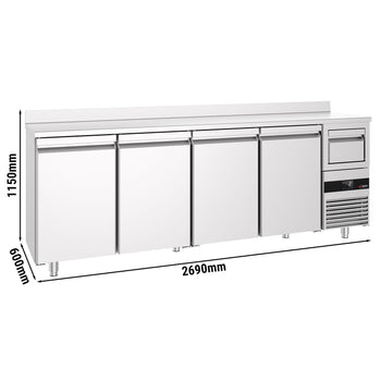 Bar Tipi & Meşrubat Buzdolabı  - 2690x600mm - 4 Kapılı, Sırtlı & Telve Kovalı