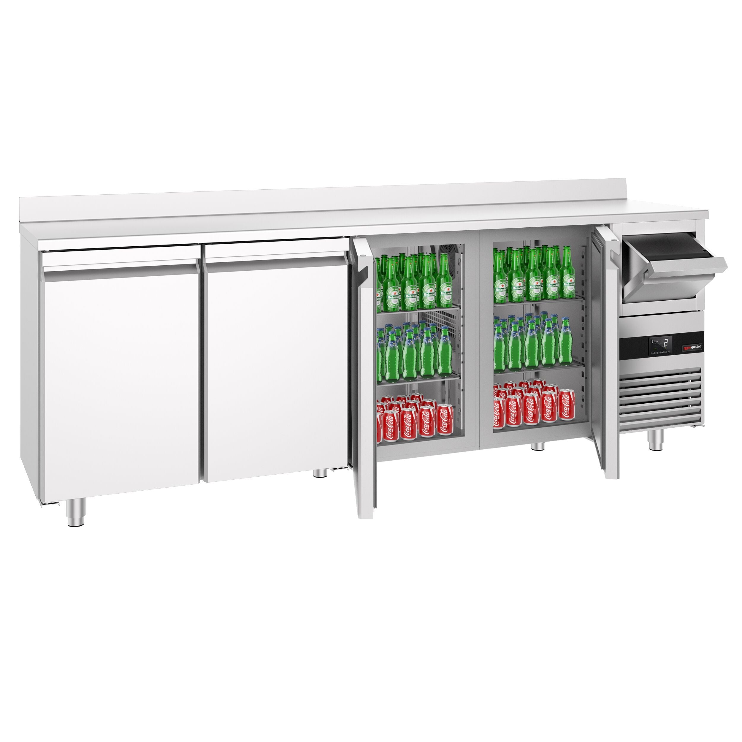 Bar Tipi & Meşrubat Buzdolabı  - 2690x600mm - 4 Kapılı, Sırtlı & Telve Kovalı