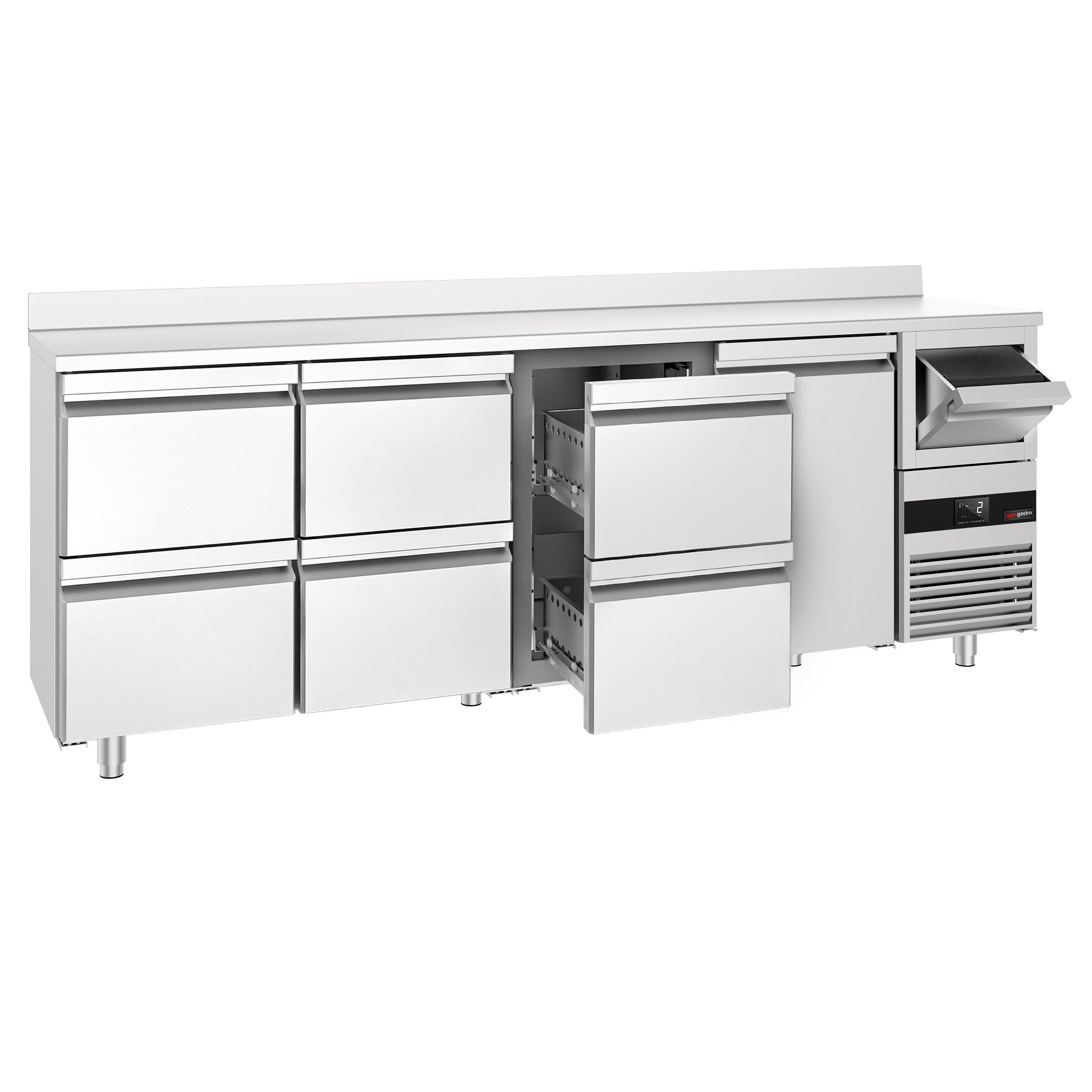 Bar Tipi & Meşrubat Buzdolabı  - 2690x600mm - 1 Kapılı,  6 Çekmeceli , Sırtlı & Telve Kovalı