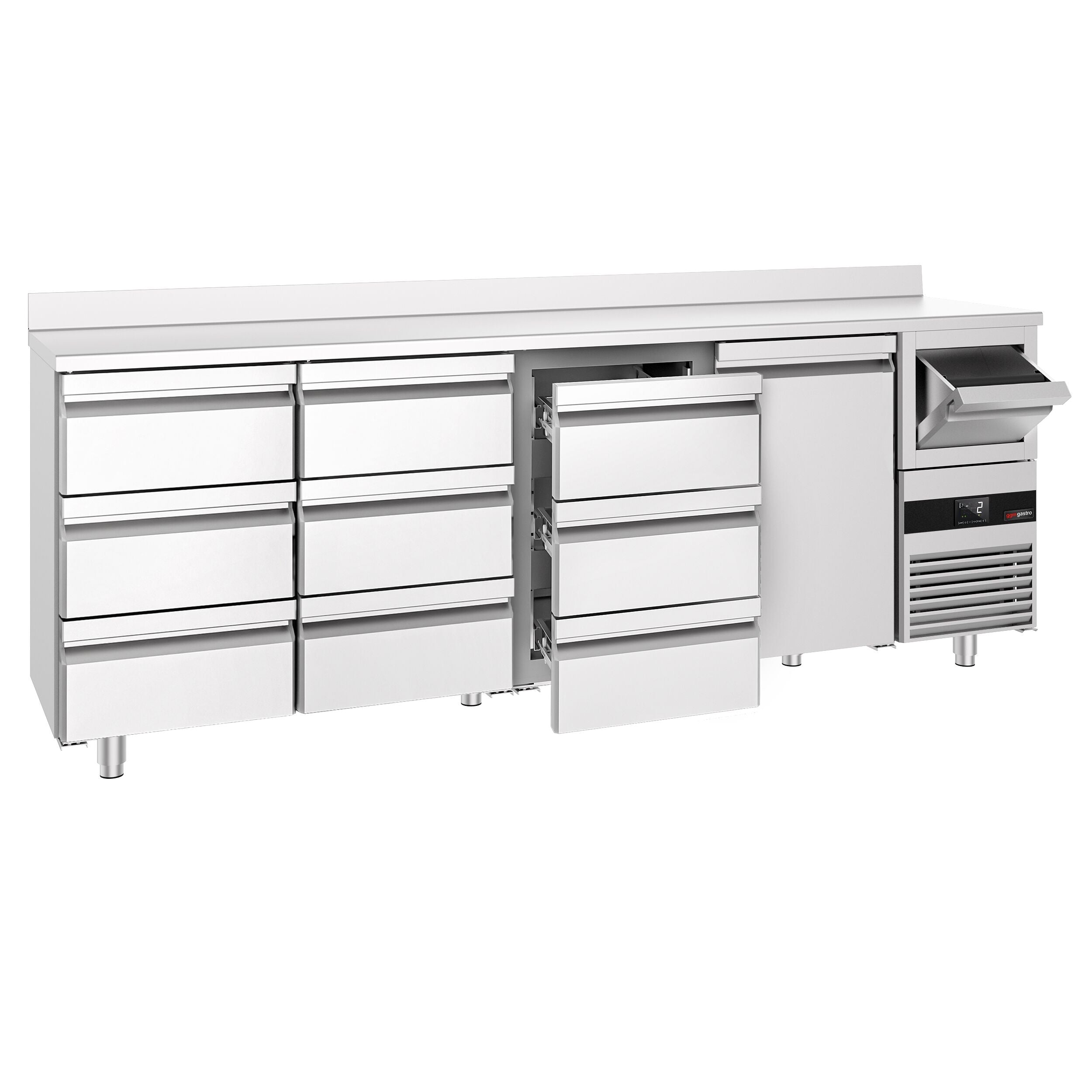 Bar Tipi & Meşrubat Buzdolabı  - 2690x600mm - 1 Kapılı,  9 Çekmeceli , Sırtlı & Telve Kovalı
