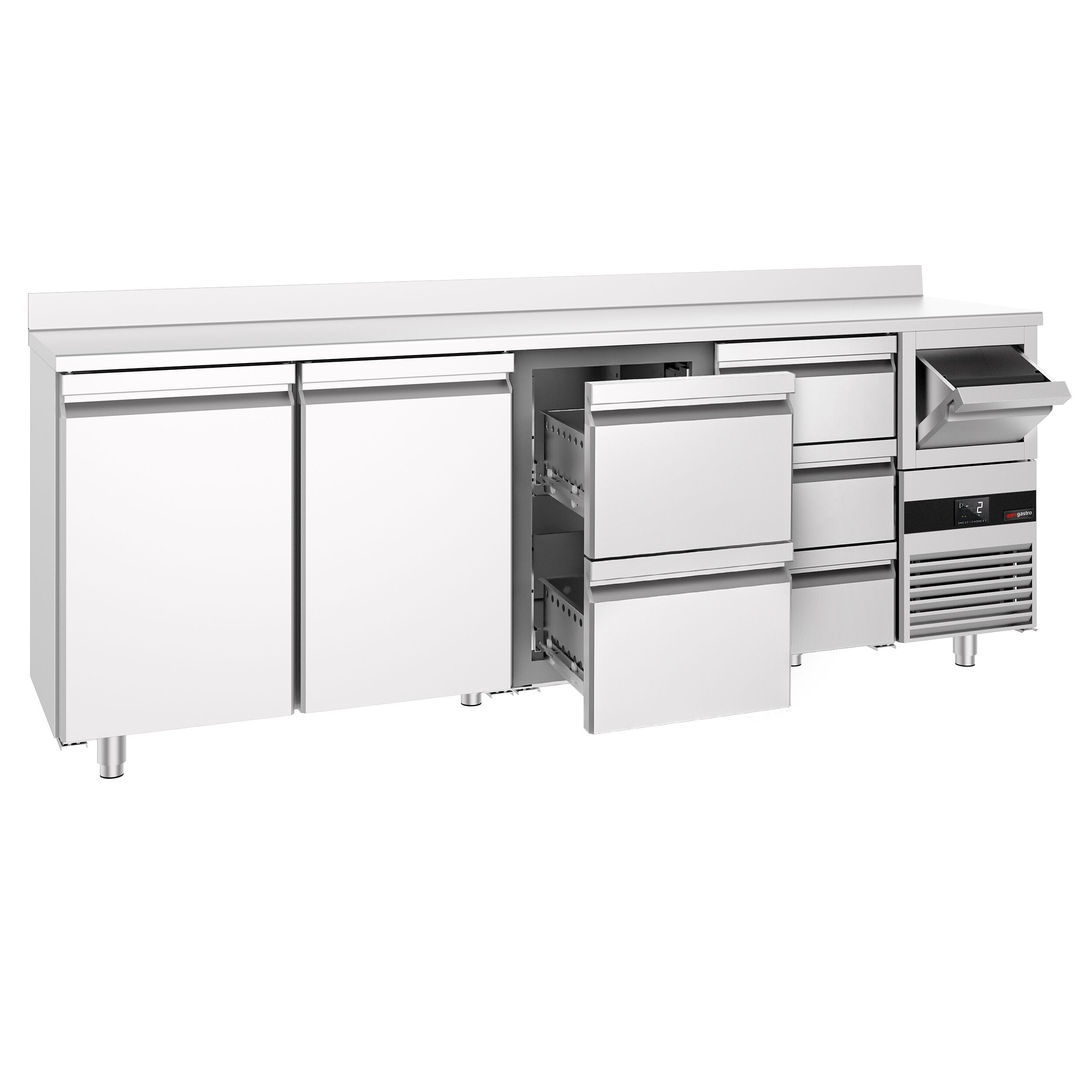 Bar Tipi & Meşrubat Buzdolabı  - 2690x600mm - 2 Kapılı, 5 Çekmeceli , Sırtlı & Telve Kovalı