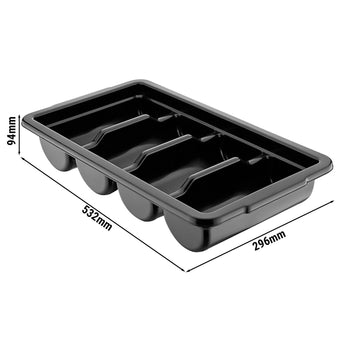 Çatal Kaşık Bıçak Kutusu - 4 Bölmeli - Siyah