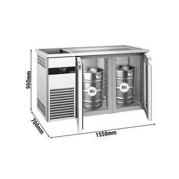 Bira Tezgahı - 1550x700mm- 2 Cam Kapılı