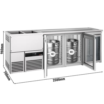 Bira Tezgahı - 2500x700mm - 3 Cam Kapılı