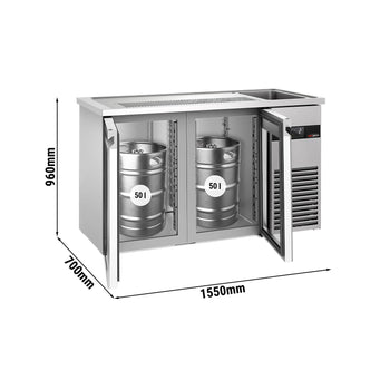 Bira Tezgahı - 1550x700mm - 2 Cam Kapılı