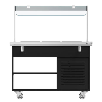Tekerlekli Soğuk Açık Büfe Tezgahı DANZIG - 1300 mm - 3x GN 1/1 için - Tepsi Kızaklı - Siyah