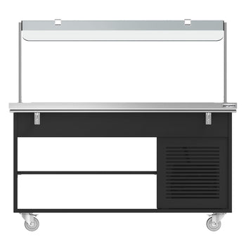 Tekerlekli Soğuk Açık Büfe Tezgahı DANZIG - 1600 mm - 4x GN 1/1 için - Tepsi Kızaklı - Siyah