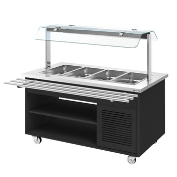 Tekerlekli Soğuk Açık Büfe Tezgahı DANZIG - 1600 mm - 4x GN 1/1 için - Tepsi Kızaklı - Siyah