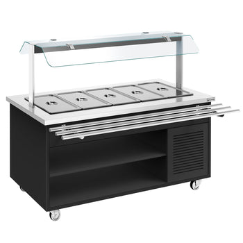 Tekerlekli Soğuk Açık Büfe Tezgahı DANZIG - 1900 mm - 5x GN 1/1 için - Tepsi Kızaklı - Siyah