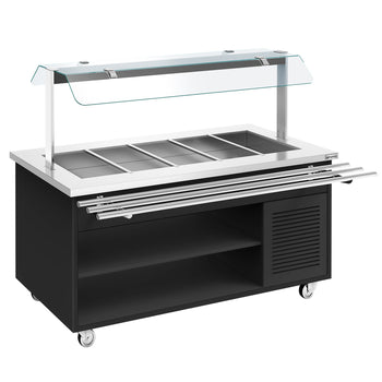 Tekerlekli Soğuk Açık Büfe Tezgahı DANZIG - 1900 mm - 5x GN 1/1 için - Tepsi Kızaklı - Siyah