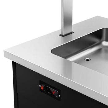 Tekerlekli Sıcak Açık Büfe Tezgahı DANZIG - 1600 mm - 4x GN 1/1 için - Tepsi Kızaklı - Siyah