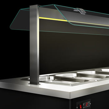 Tekerlekli Sıcak Açık Büfe Tezgahı DANZIG - 1600 mm - 4x GN 1/1 için - Tepsi Kızaklı - Siyah