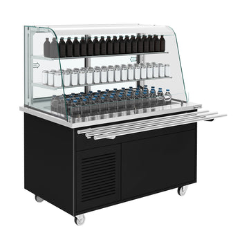 Soğutmalı Büfe Arabası DANZIG - 1600 mm - 2 Raflı - Tepsi Kızaklı - Siyah