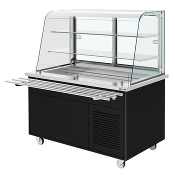 Soğutmalı Büfe Arabası DANZIG - 1600 mm - 2 Raflı - Tepsi Kızaklı - Siyah