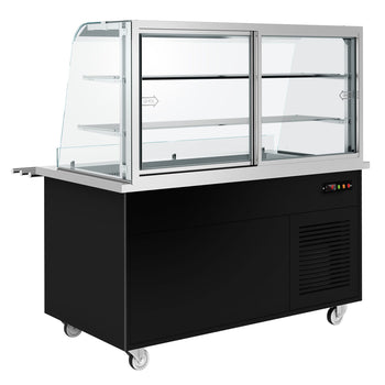 Soğutmalı Büfe Arabası DANZIG - 1600 mm - 2 Raflı - Tepsi Kızaklı - Siyah