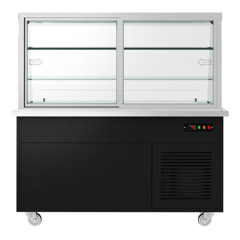 Soğutmalı Büfe Arabası DANZIG - 1600 mm - 2 Raflı - Tepsi Kızaklı - Siyah