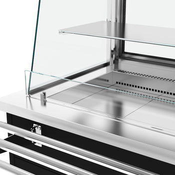 Soğutmalı Büfe Arabası DANZIG - 1600 mm - 2 Raflı - Tepsi Kızaklı - Siyah