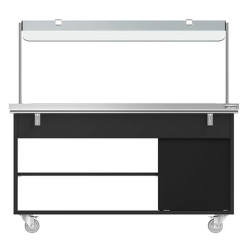 Tekerlekli Sıcak Açık Büfe Tezgahı DANZIG - 1600 mm - 4x GN 1/1 için - Tepsi Kızaklı - Siyah