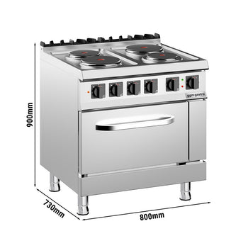 Fırınlı Kuzine - 15,2kW - 4 Gözlü - Fırınlı - Gazlı Fırın Statik - 6kW