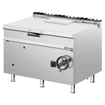 900 Seri Devrilir Tava - Gazlı - 120L - 30kW - Manuel Kaldırma (El Çarklı) - Su Doldurma Musluklu