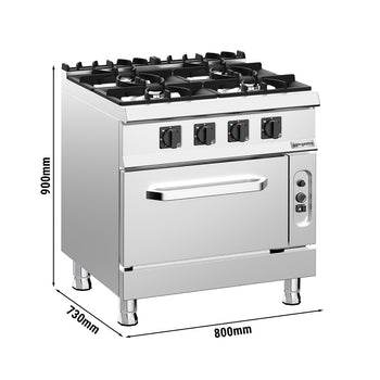 Fırınlı Kuzine - 32kW - 4 Gözlü - Fırınlı - Gazlı Fırın - Statik - 6kW